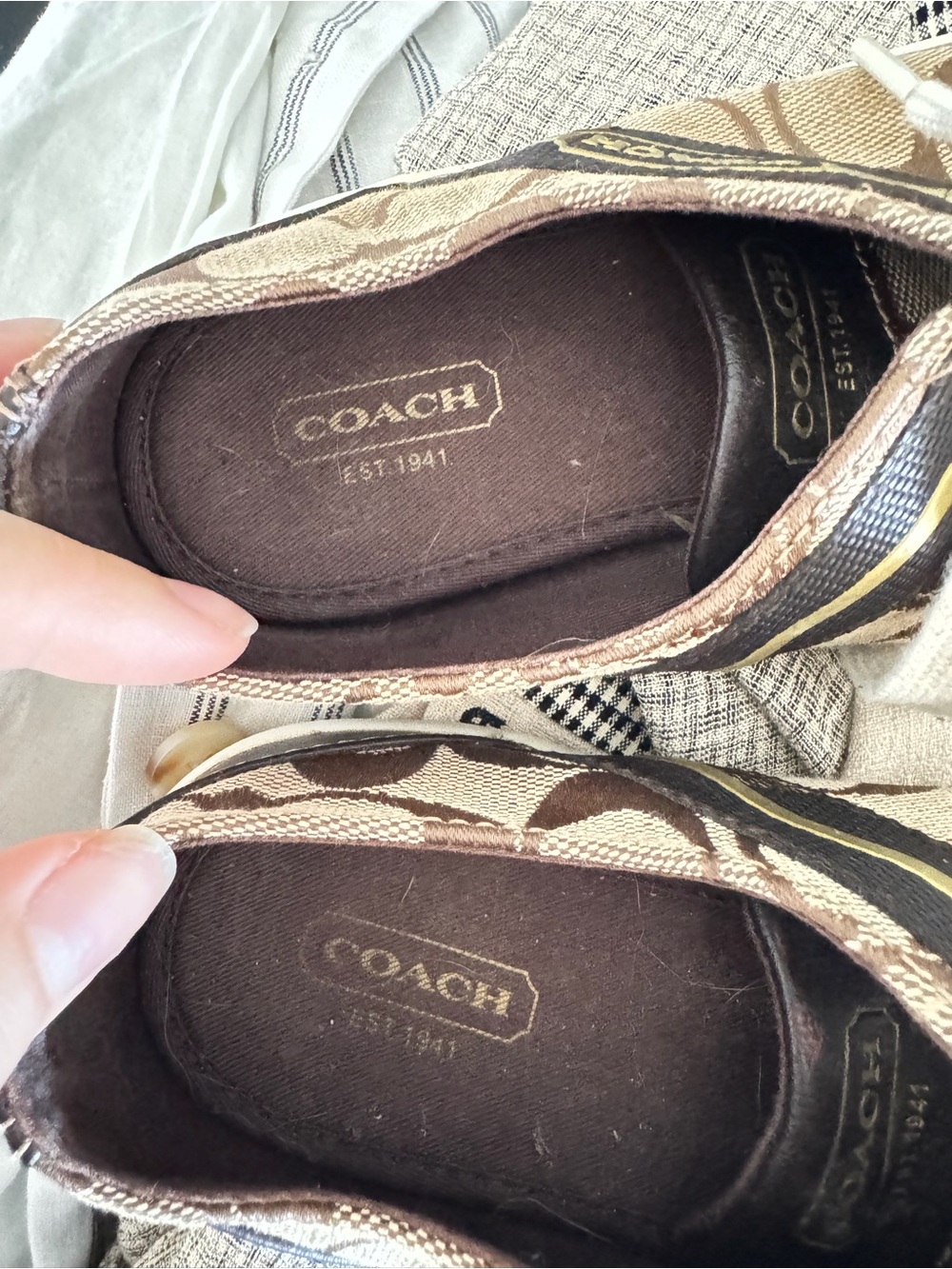 Coach Brown & Tan Monogram Low Top Sneakers - Picture 7 of 8